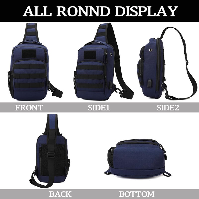 Valinov Tactical Shoulder Bag,Molle Shoulder Backpacks,Military Sling Daypack Backpack with USB Charging port - Image 5